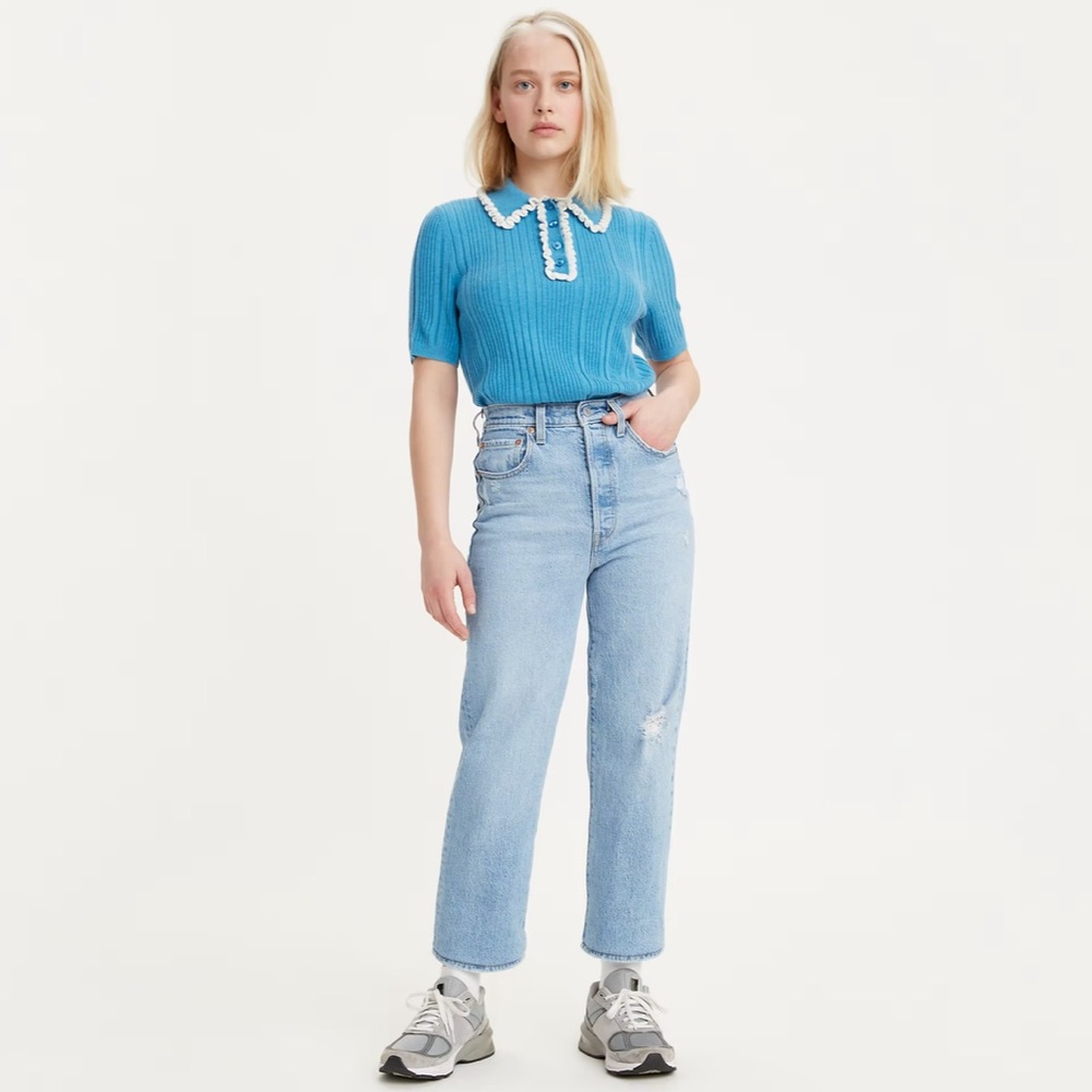 RIBCAGE STRAIGHT ANKLE WOMEN'S JEANS Samba Done - Light Wash size 29